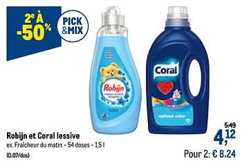 Promotions Robijn et coral lessive fraîcheur du matin - Produit maison - Makro - Valide de 23/09/2020 à 06/10/2020 chez Makro