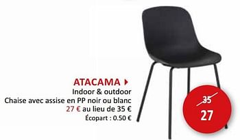 Promoties Atacama indoor + outdoor chaise avec assise en pp noir ou blanc - Huismerk - Weba - Geldig van 16/09/2020 tot 15/10/2020 bij Weba