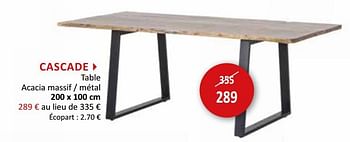 Promotions Cascade table acacia massif - métal - Produit maison - Weba - Valide de 16/09/2020 à 15/10/2020 chez Weba