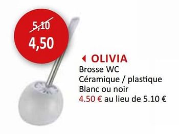 Promotions Olivia brosse wc céramique - plastique blanc ou noir - Produit maison - Weba - Valide de 16/09/2020 à 15/10/2020 chez Weba