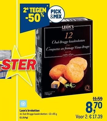 Promoties Leon`s kroketten oud-brugge kaaskroketten - Leon's - Geldig van 23/09/2020 tot 06/10/2020 bij Makro