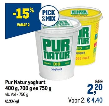 Promoties Pur natur yoghurt - Pur Natur - Geldig van 23/09/2020 tot 06/10/2020 bij Makro