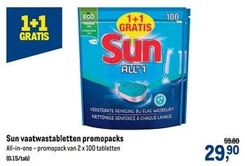 Promoties Sun vaatwastabletten promopacks - Sun - Geldig van 23/09/2020 tot 06/10/2020 bij Makro