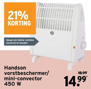 Promoties Handson vorstbeschermer- mini-convector 450 w - Handson - Geldig van 16/09/2020 tot 31/10/2020 bij Gamma