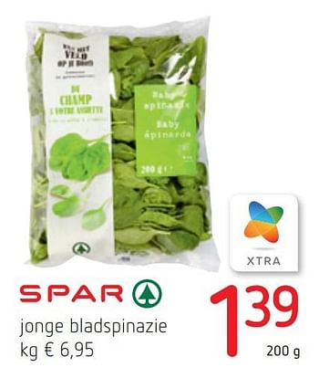 Promotions Jonge bladspinazie - Spar - Valide de 24/09/2020 à 07/10/2020 chez Spar (Colruytgroup)