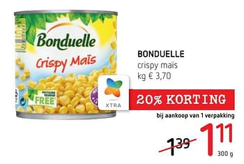 Promoties Bonduelle crispy maïs - Bonduelle - Geldig van 24/09/2020 tot 07/10/2020 bij Spar (Colruytgroup)