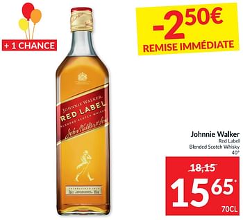 Promotions Johnnie walker red label blended scotch whisky - Johnnie Walker - Valide de 22/09/2020 à 27/09/2020 chez Intermarche