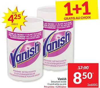 Promotions Vanish détachant textile crystal white ou pink - Vanish - Valide de 22/09/2020 à 27/09/2020 chez Intermarche