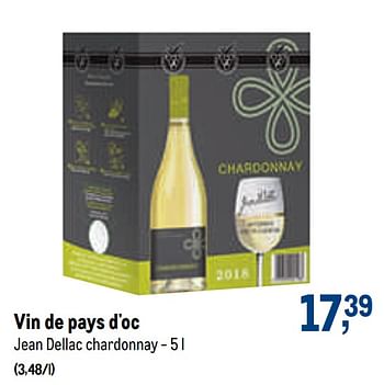 Promotions Vin de pays d`oc jean dellac chardonnay - Vins blancs - Valide de 23/09/2020 à 06/10/2020 chez Makro