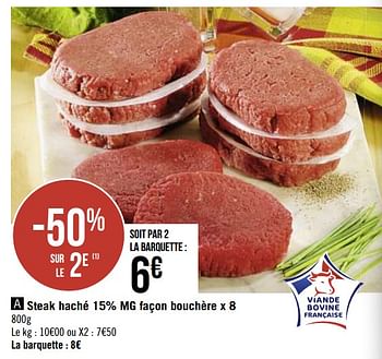 Promoties Steak haché 15% mg façon bouchère - Huismerk - Casino - Geldig van 14/09/2020 tot 27/09/2020 bij Super Casino