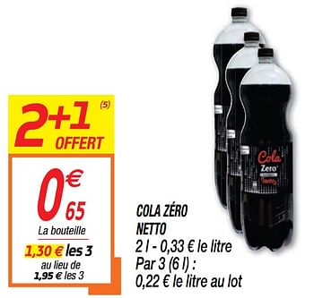 Promotions Cola zéro netto - Produit Maison - Netto - Valide de 15/09/2020 à 27/09/2020 chez Netto