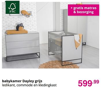 Promoties Babykamer dayley grijs - Huismerk - Baby & Tiener Megastore - Geldig van 20/09/2020 tot 26/09/2020 bij Baby & Tiener Megastore