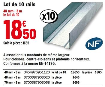 Promotions Lot de 10 rails - Produit Maison - Brico Depot - Valide de 18/09/2020 à 08/10/2020 chez Brico Depot