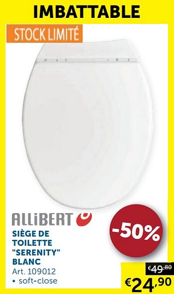 Promotions Siège de toilette serenity blanc - Allibert - Valide de 22/09/2020 à 19/10/2020 chez Zelfbouwmarkt