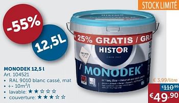 Promotions Monodek - Histor - Valide de 22/09/2020 à 19/10/2020 chez Zelfbouwmarkt