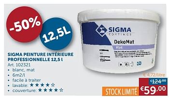 Promoties Sigma peinture intérieure professionnelle - Sigma - Geldig van 22/09/2020 tot 19/10/2020 bij Zelfbouwmarkt