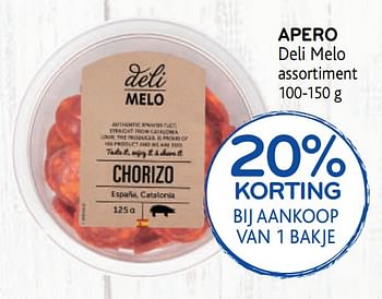 Promoties 20% korting bij aankoop van 1 bakje apero deli melo - Déli Mélo - Geldig van 23/09/2020 tot 06/10/2020 bij Alvo