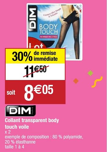 Promoties Collant transparent body touch voile - Dim - Geldig van 22/09/2020 tot 27/09/2020 bij Migros