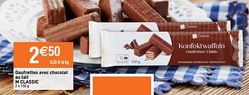 Promoties Gaufrettes avec chocolat au lait m classic - M-Classic - Geldig van 22/09/2020 tot 27/09/2020 bij Migros