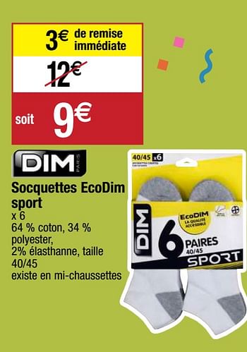 Promoties Socquettes ecodim sport - Dim - Geldig van 22/09/2020 tot 27/09/2020 bij Migros