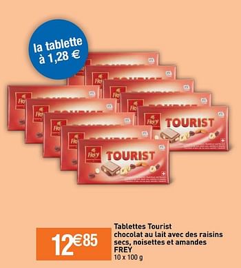 Promoties Tablettes tourist chocolat au lait avec des raisins secs, noisettes et amandes frey - Frey - Geldig van 22/09/2020 tot 27/09/2020 bij Migros