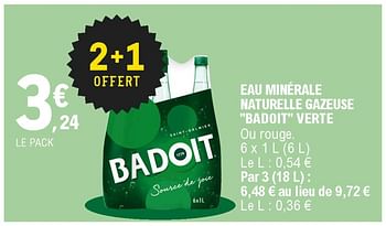 Promotions Eau minérale naturelle gazeuse badoit verte - Badoit - Valide de 20/09/2020 à 26/09/2020 chez E.Leclerc