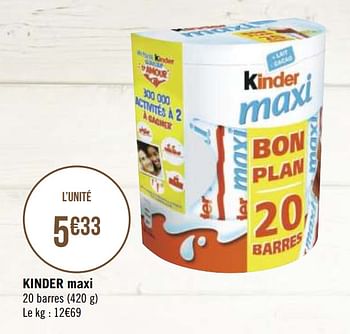 Promotions Kinder maxi - Kinder - Valide de 14/09/2020 à 27/09/2020 chez Géant Casino
