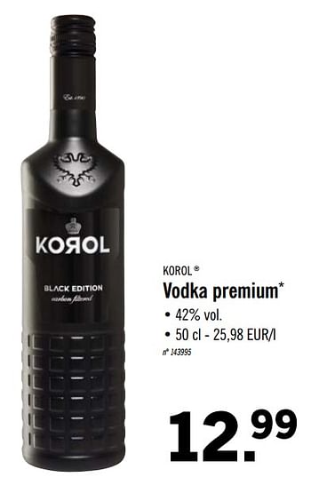 Promotie Vodka premium Lidl Korol bij -