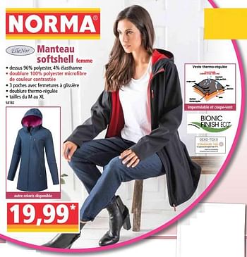 Promotions Manteau softshell femme - ElleNor - Valide de 23/09/2020 à 30/09/2020 chez Norma
