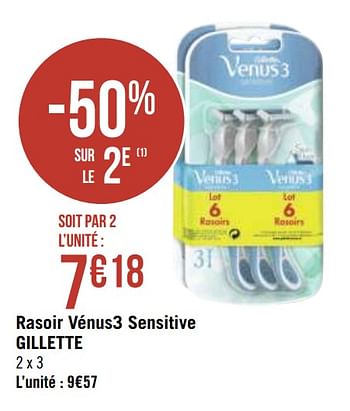 Promotions Rasoir vénus3 sensitive gillette - Gillette - Valide de 14/09/2020 à 27/09/2020 chez Géant Casino