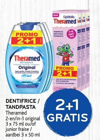 Promotions 2+1 gratis dentifrice theramed 2-en 1 original ou junior fraise - Theramed - Valide de 23/09/2020 à 06/10/2020 chez Alvo