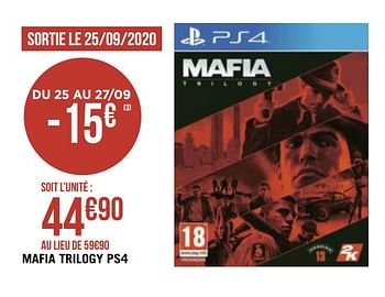 Promotions Mafia trilogy ps4 - 2K Games  - Valide de 14/09/2020 à 27/09/2020 chez Géant Casino