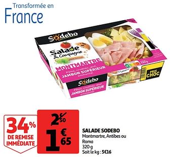 Promotions Salade sodebo - Sodebo - Valide de 23/09/2020 à 29/09/2020 chez Auchan Ronq