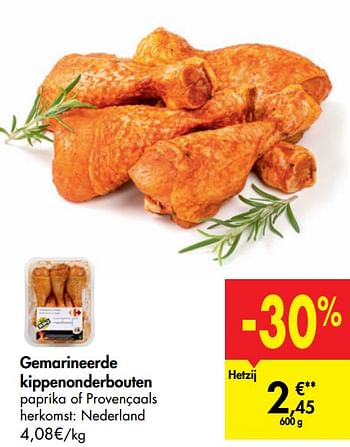 Promoties Gemarineerde kippenonderbouten - Huismerk - Carrefour  - Geldig van 23/09/2020 tot 28/09/2020 bij Carrefour