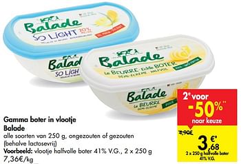Promotions Gamma boter in vlootje naar keuze balade vlootje halfvolle boter - Balade - Valide de 23/09/2020 à 28/09/2020 chez Carrefour