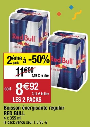 Promotions Boisson énergisante regular red bull - Red Bull - Valide de 22/09/2020 à 27/09/2020 chez Migros