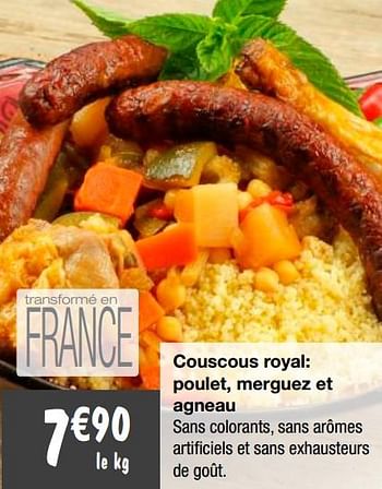 Promoties Couscous royal: poulet, merguez et agneau - Huismerk - Migros - Geldig van 22/09/2020 tot 27/09/2020 bij Migros