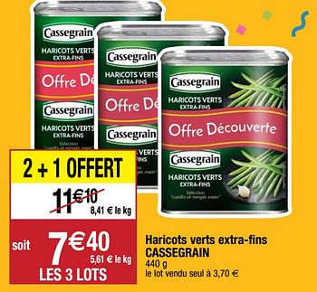 Promotions Haricots verts extra-fins cassegrain - Cassegrain - Valide de 22/09/2020 à 27/09/2020 chez Migros