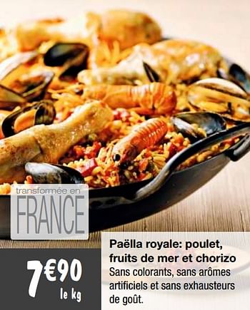 Promotions Paëlla royale: poulet, fruits de mer et chorizo - Produit Maison - Migros - Valide de 22/09/2020 à 27/09/2020 chez Migros