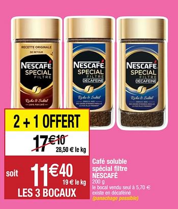 Promoties Café soluble spécial filtre nescafé - Nescafe - Geldig van 22/09/2020 tot 27/09/2020 bij Migros