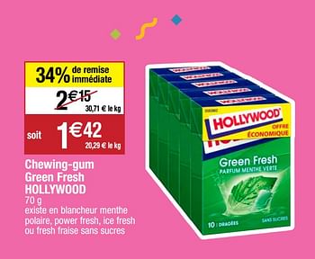 Promoties Chewing-gum green fresh hollywood - Hollywood - Geldig van 22/09/2020 tot 27/09/2020 bij Migros