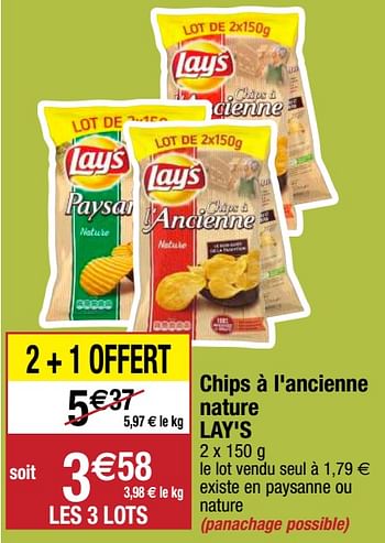 Promoties Chips à l`ancienne nature lay`s - Lay's - Geldig van 22/09/2020 tot 27/09/2020 bij Migros