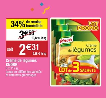 Promoties Crème de légumes knorr - Knorr - Geldig van 22/09/2020 tot 27/09/2020 bij Migros