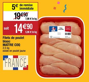 Promoties Filets de poulet blanc maître coq - Maitre Coq - Geldig van 22/09/2020 tot 27/09/2020 bij Migros