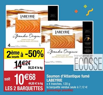 Promoties Saumon d`atlantique fumé labeyrie - Labeyrie - Geldig van 22/09/2020 tot 27/09/2020 bij Migros
