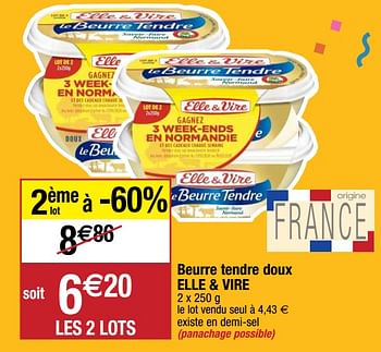 Promotions Beurre tendre doux elle + vire - Elle & Vire - Valide de 22/09/2020 à 27/09/2020 chez Migros