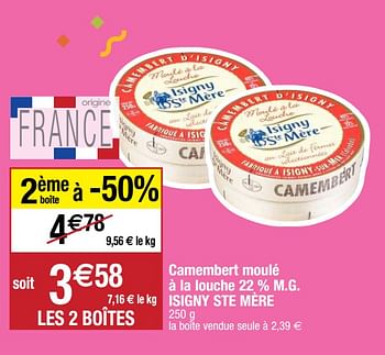 Promoties Camembert moulé à la louche 22 % m.g. isigny ste mère - Isigny Ste Mère - Geldig van 22/09/2020 tot 27/09/2020 bij Migros