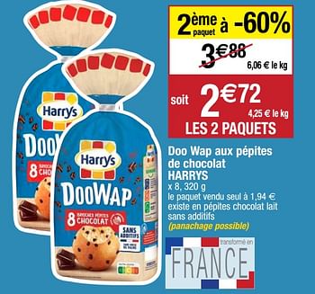 Promoties Doo wap aux pépites de chocolat harrys - Harry's - Geldig van 22/09/2020 tot 27/09/2020 bij Migros