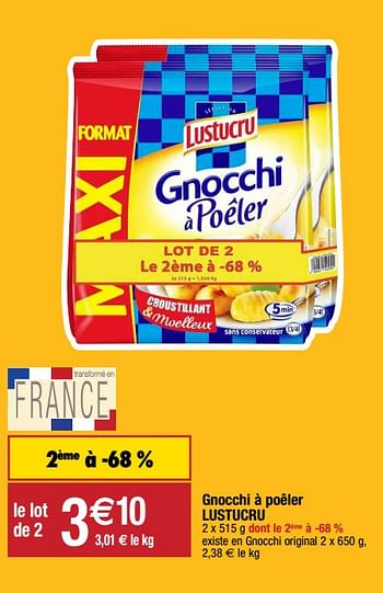 Promoties Gnocchi à poêler lustucru - Lustucru - Geldig van 22/09/2020 tot 27/09/2020 bij Migros