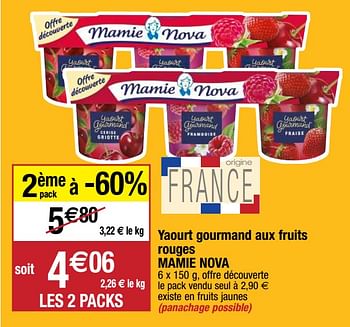 Promotions Yaourt gourmand aux fruits rouges mamie nova - Mamie Nova - Valide de 22/09/2020 à 27/09/2020 chez Migros